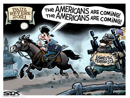 Political Cartoon U.S. paul revere domestic terrorism