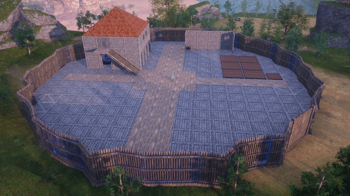 A fully walled off base in Palworld.