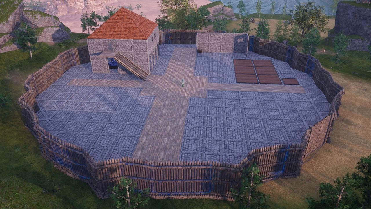 A fully walled off base in Palworld.