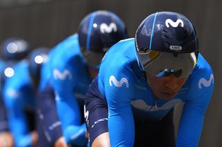 Nairo Quintana leads Movistar in the team time trial at the Tour de France