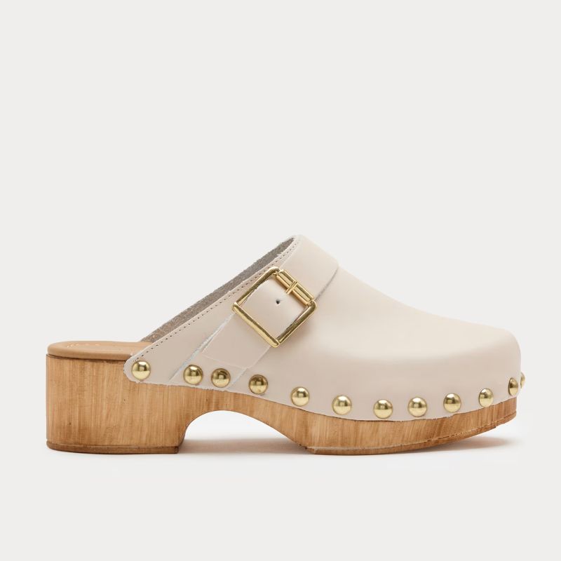 M&amp;amp;S, Leather Studded Buckle Block Heel Clogs