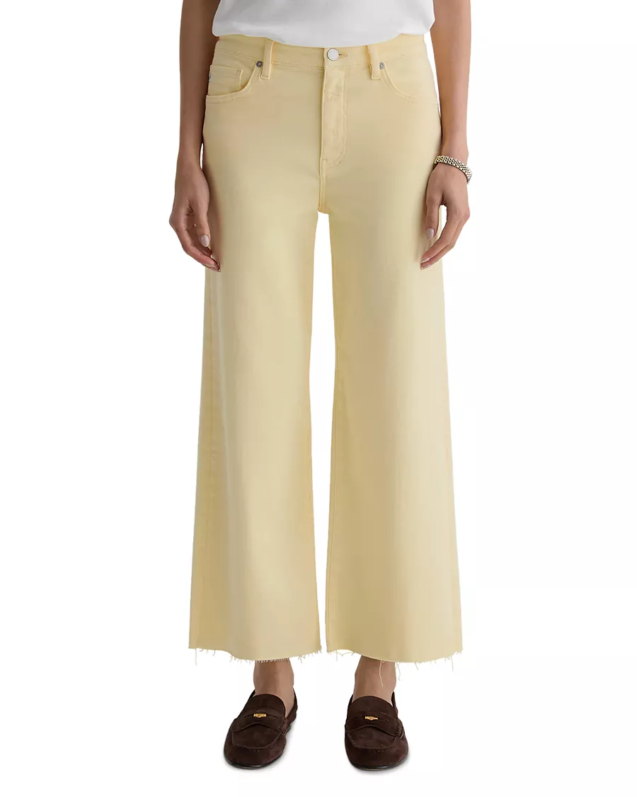 AG, Saige High Rise Wide Leg Crop Jeans in Sunlight Yellow