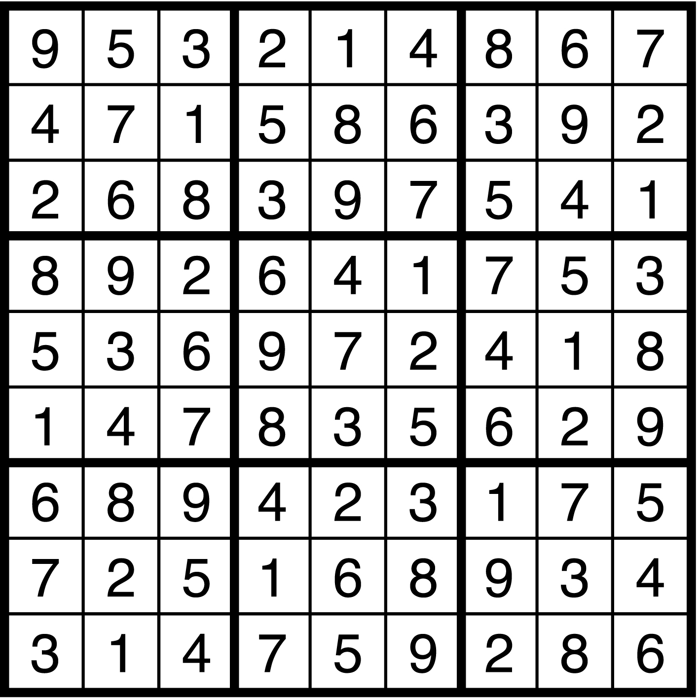 A solved sudoku.