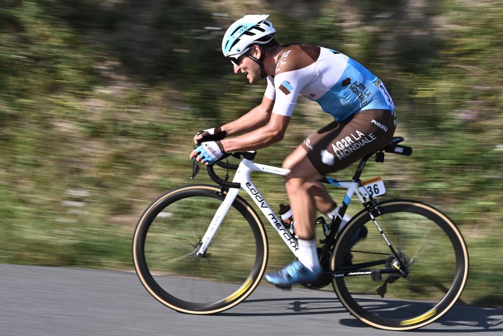 Team AG2R La Mondiale rider Frances Nans Peters rides ahead during the 8th stage of the 107th edition of the Tour de France cycling race 140 km between CazeressurGaronne and Loudenvielle on September 5 2020 Photo by AnneChristine POUJOULAT AFP Photo by ANNECHRISTINE POUJOULATAFP via Getty Images