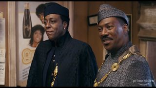 Aresnio Hall and Eddie Murphy in still shot from Coming 2 America. 