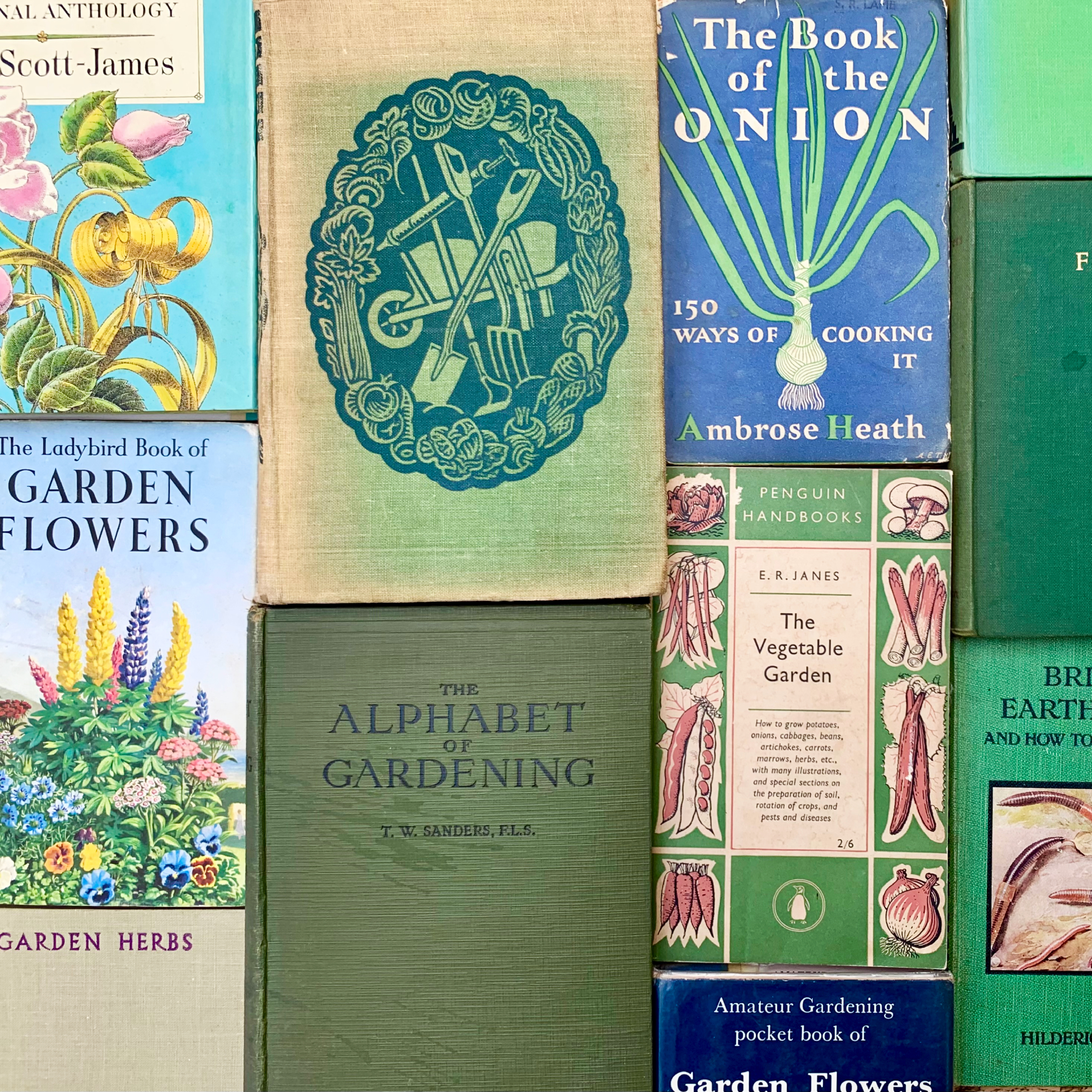 Collection of vintage gardening books