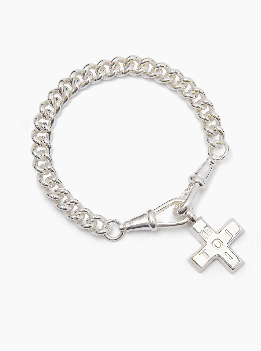 Large Silver Moi + Toi on Medium Curb Clipt Bracelet - Tilly Sveaas Jewellery