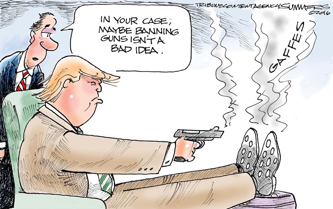 Political cartoon US Trump election 2016&amp;amp;nbsp;banning guns