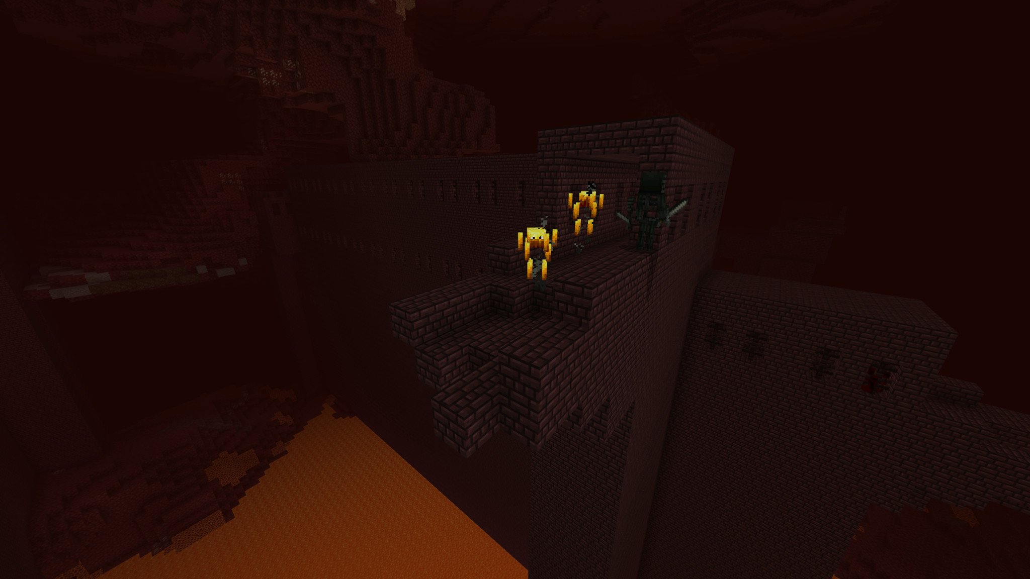 Couple Nether mobs chilling in their Nether fortress