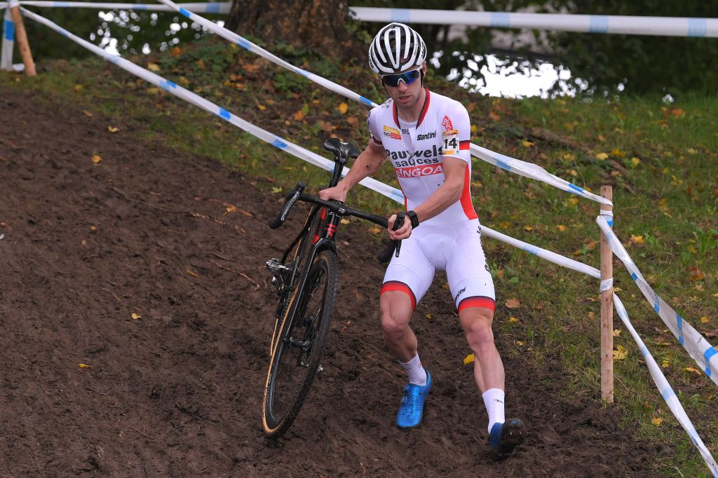 Riders had to be careful descending on foot