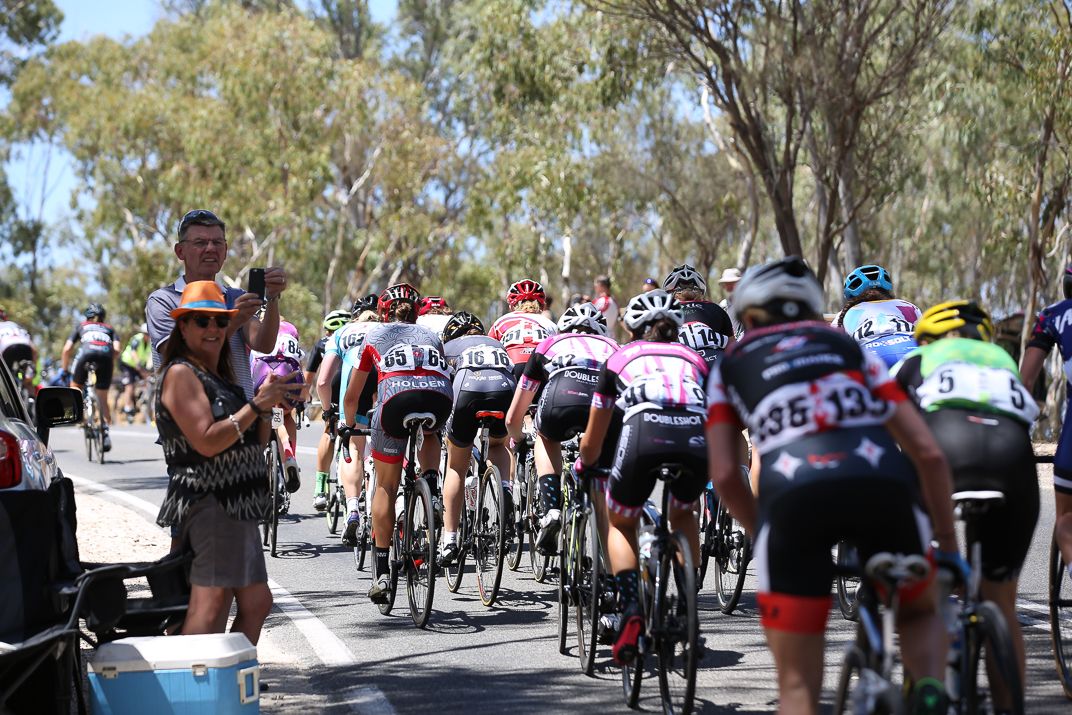 Fans line the roadside