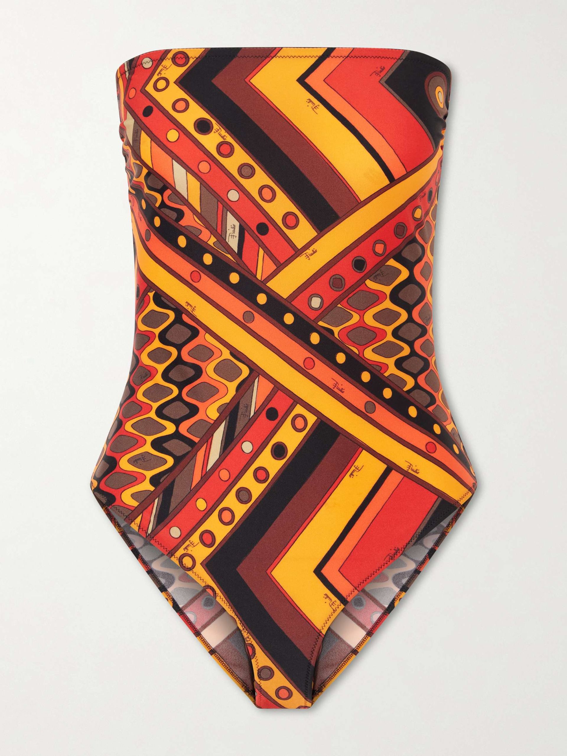 Printed Strapless Swimsuit
