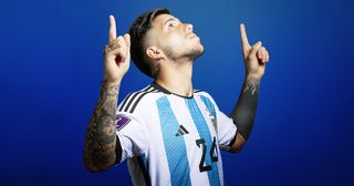 Enzo Fernandez of Argentina poses during the official FIFA World Cup Qatar 2022 portrait session on November 19, 2022 in Doha, Qatar.