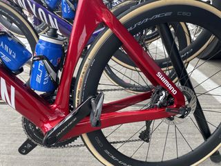 Close up details of Mathieu Van der Poel's bike