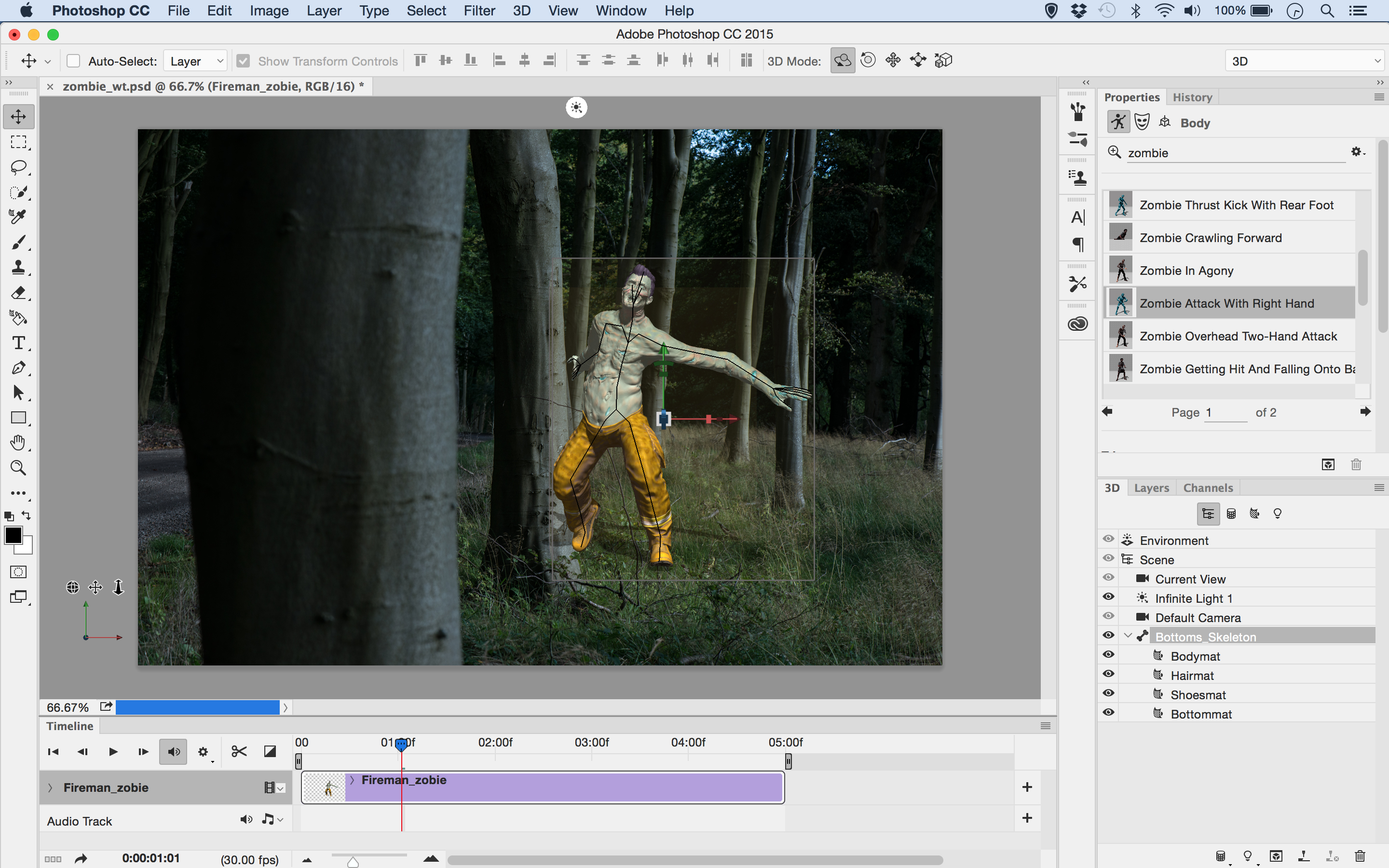 Animations can be chosen in the Properties Panel