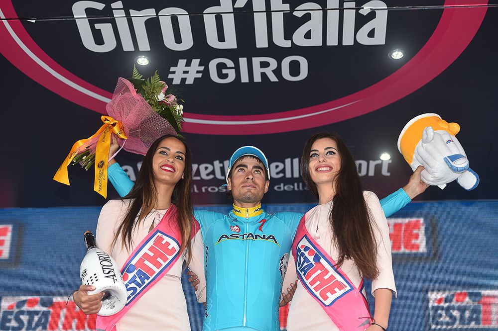 Mikel Landa on the stage 16 podium.