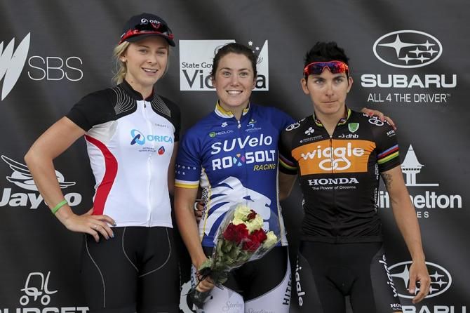 The women's podium for stage 2