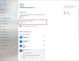 Configure battery saver on school Windows 10 PC