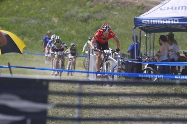Katie Compton (Planet Bike,Stevens, Kenda) surges off the front early in the race.