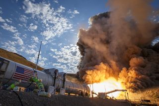 Booster engine test for NASA’s Space Launch System (SLS) rocket