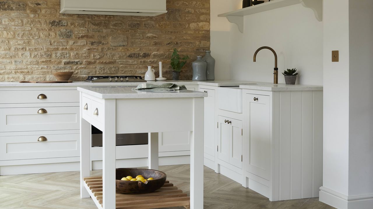 Olive and Barr white shaker kitchen with island