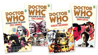 The covers of four Doctor Who Target novelisations.