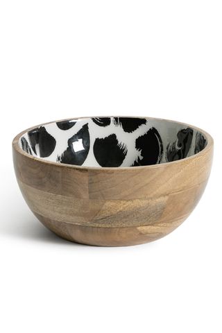 Global large enamel and mango wood serving bowl with black and white pattern from Habitat