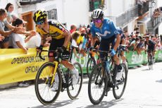 Enric Mas battling with Primož Roglič on stage 11 of the Vuelta a España
