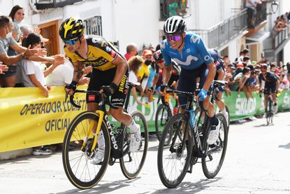 Enric Mas battling with Primož Roglič on stage 11 of the Vuelta a España