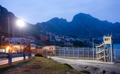 The border fence in Ceuta, Spain.