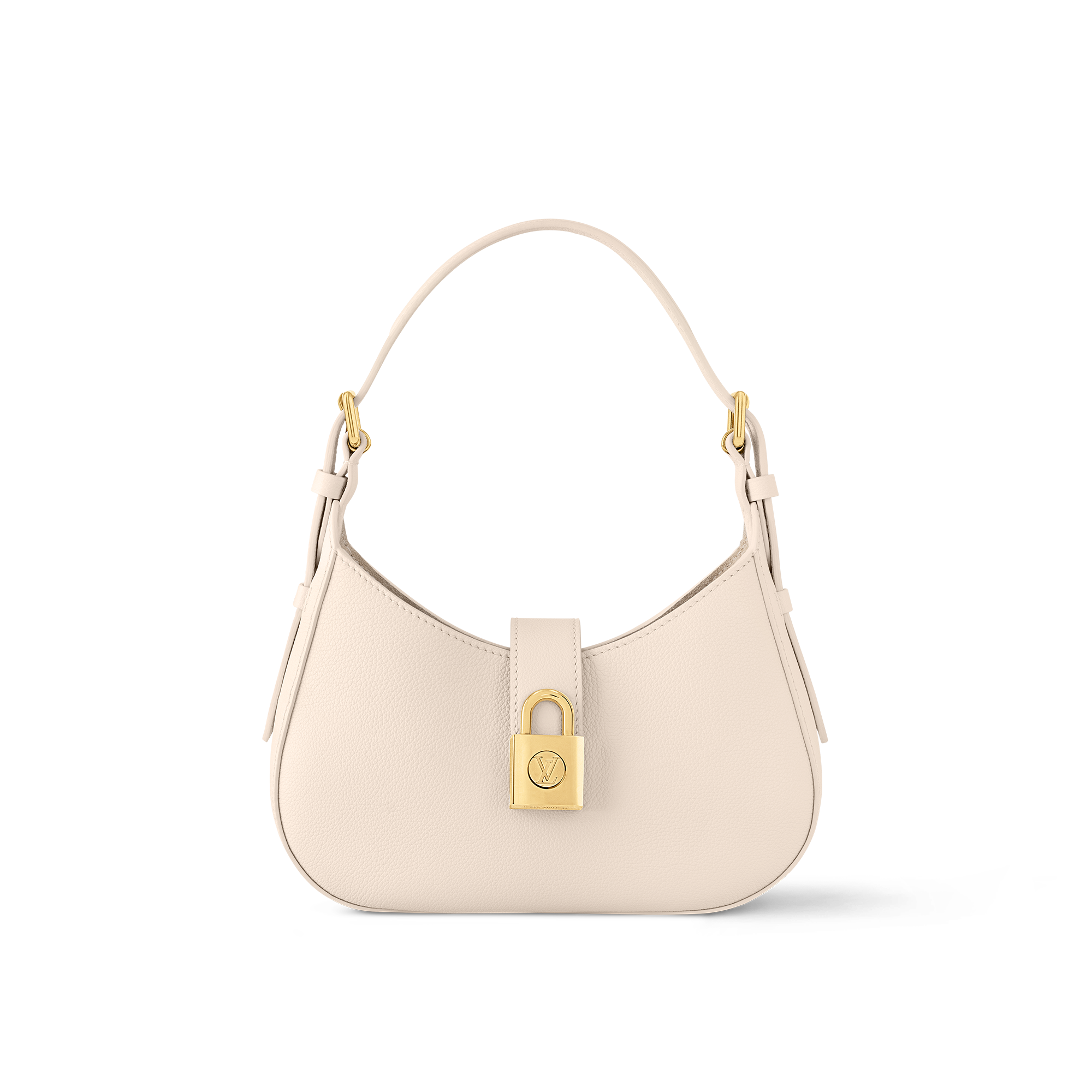 Louis Vuitton shoulder bag in white with a gold lock detail