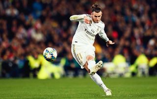 Gareth Bale striking a freekick for Real Madrid