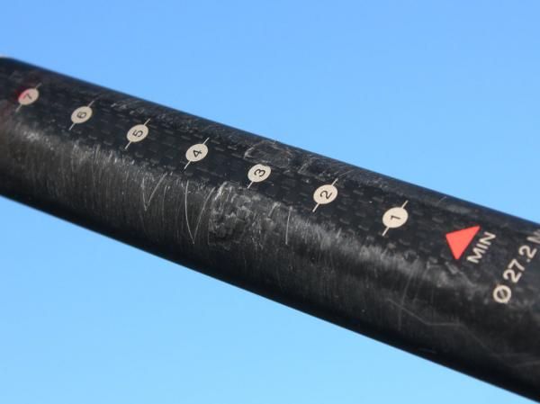 This used to be a very nice Easton EC90 carbon fiber post but it's been rendered useless by a seatpost clamp that was overtightened.