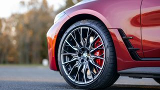 2025 BMW i4 M50 Gran Coupe wheel closeup.