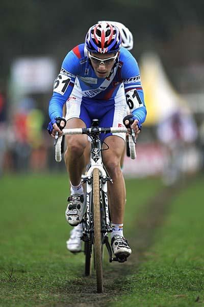 Robert Gavenda of Slovenia pedals head-down.