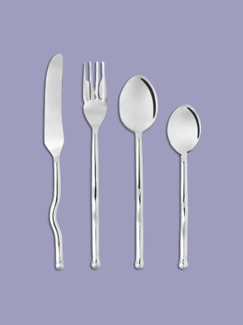 Polished Stainless Steel Cutlery Set Juno, Set of 4