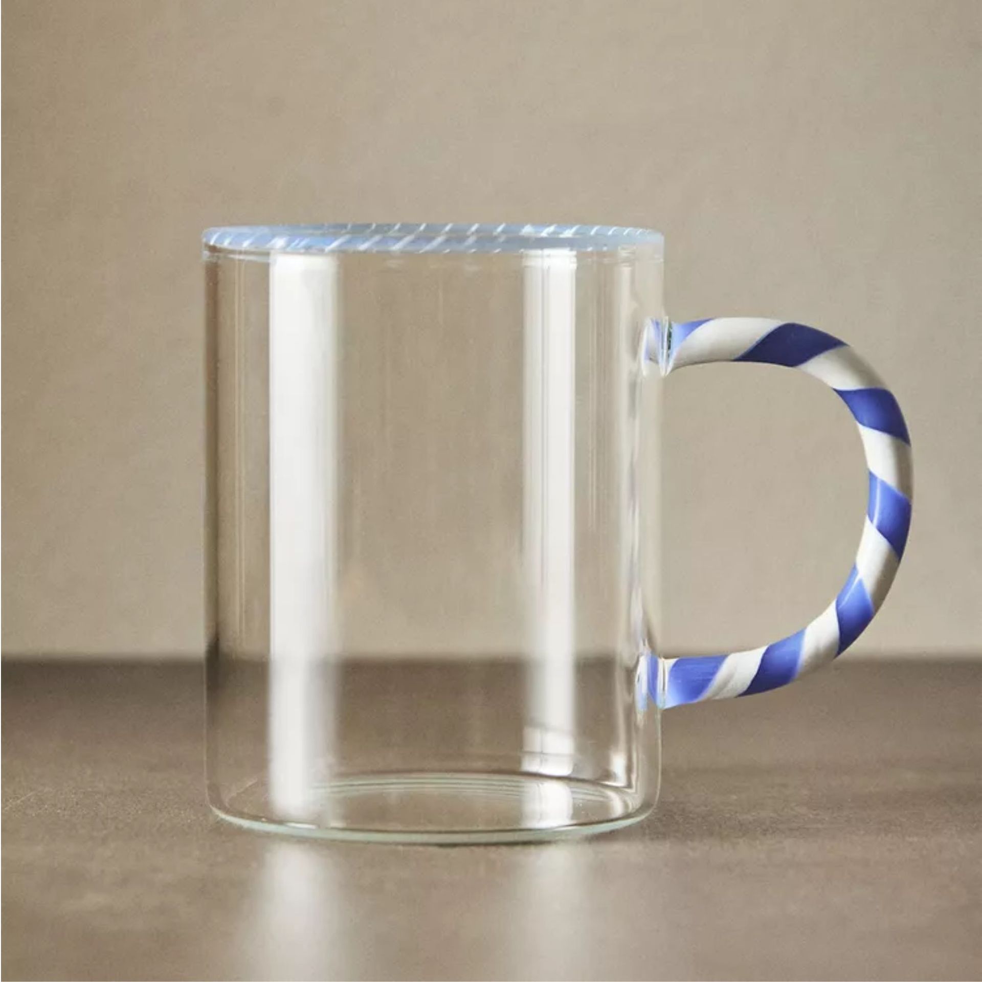 Borosilicate Glass Mug with Handle and Colored Rim