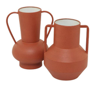 Orange decorative vases with curved handle