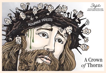 Editorial Cartoon World Jesus Crown of Thorns Pedophile Catholic priests