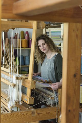 handmade in Britain Angie Parker at her loom
