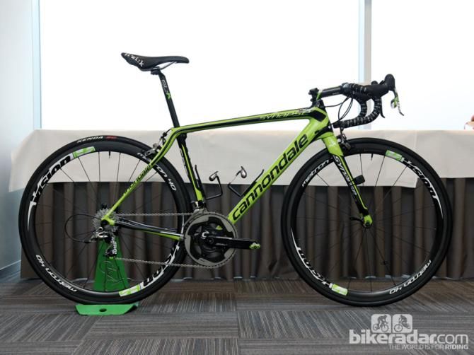 Peter Sagan (Cannondale Pro Cycling) is on a rather extreme custom Synapse Hi-Mod for Ronde van Vlaanderen and Paris-Roubaix, built with the length of a 58cm frame but the height of a 51cm one
