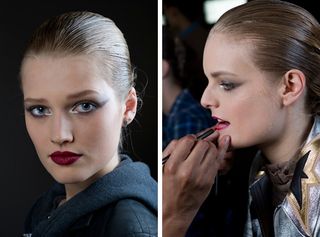 Altuzzara’s dramatic look last season involved dark ink spots sprayed onto model’s faces and hair