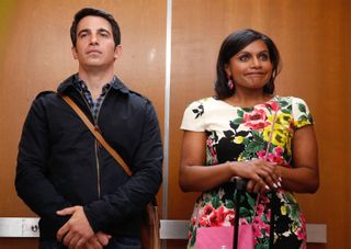 danny and mindy in an elevator on The Mindy Project