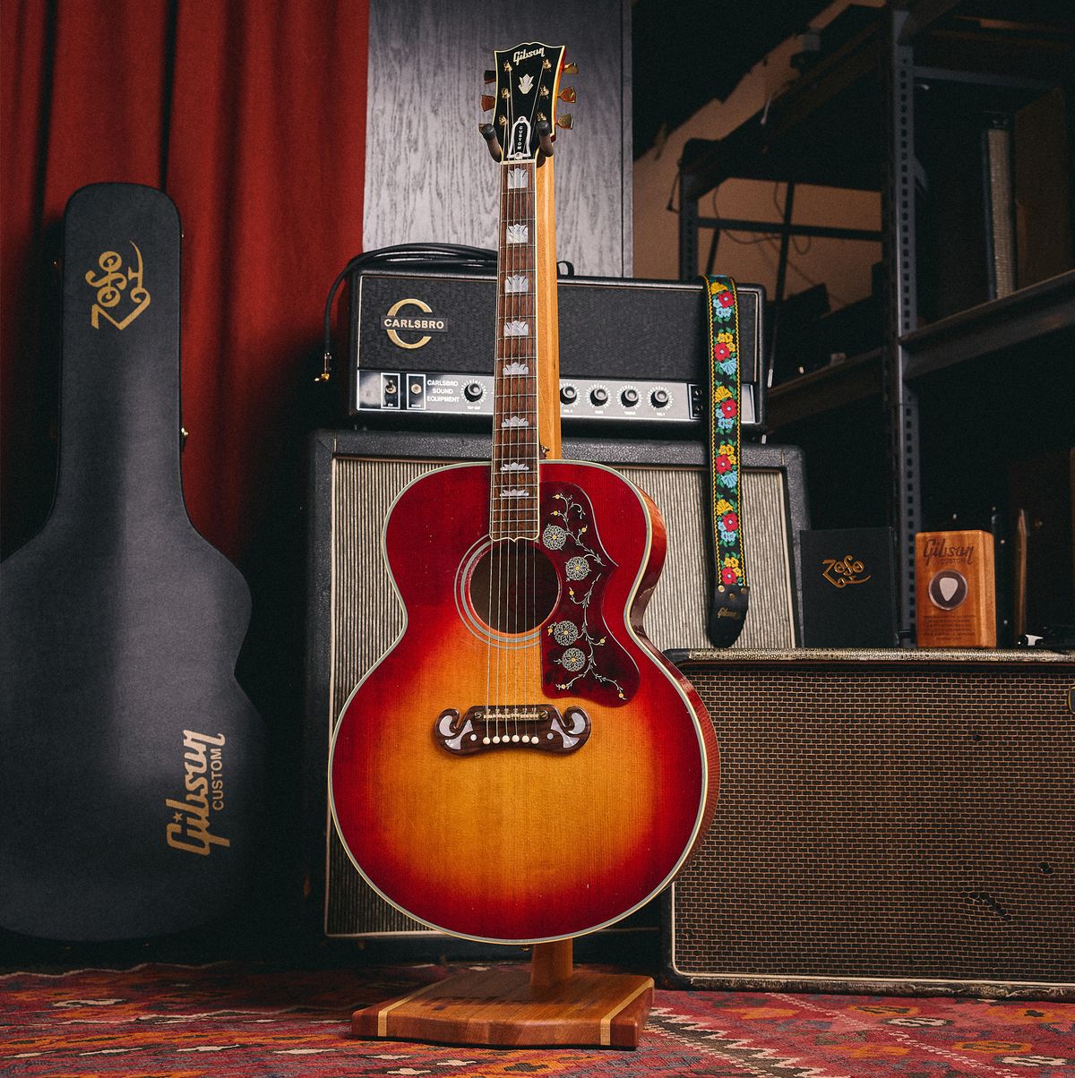 One of several detail photos of the Gibson Jimmy Page Signature SJ-200 acoustic