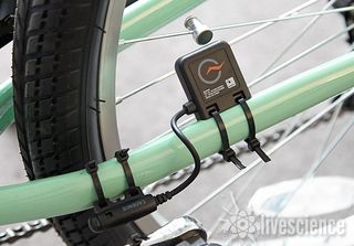 The speed sensor uses the magnet on the spoke to calculate cycling speed.
