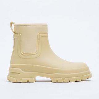 cream rubberized boots