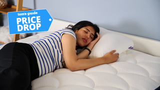 TG bedding writer Becky George testing the Purple GridCloud Pillow sleeping on her side