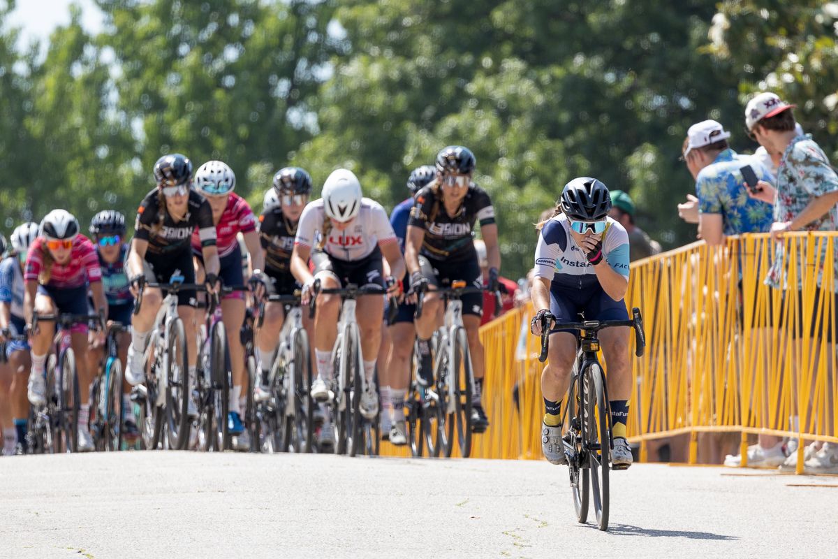 Maddy Ward (Instafund LaPrima) uses her radio to her teammates that she is throwing caution to the wind and attacking over the top of Cry Baby Hill.