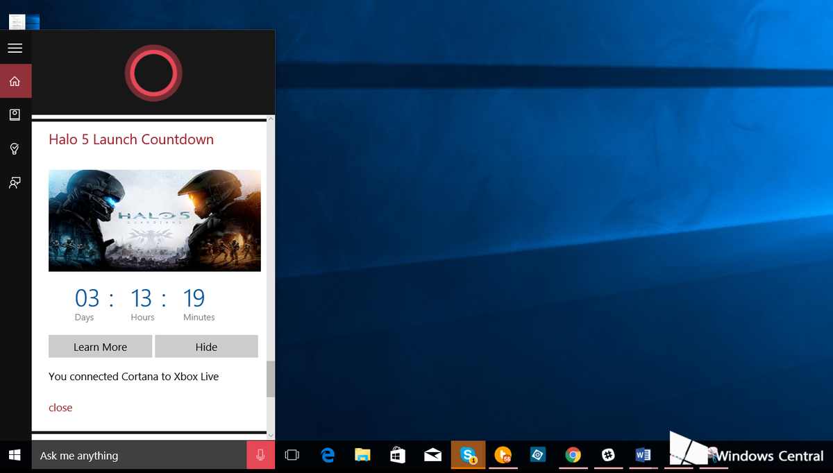 Images of how Cortana was able to connect to your Xbox Live account back in 2015.