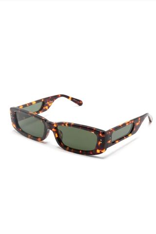 Tortoiseshell-Effect Rectangle-Frame Sunglasses